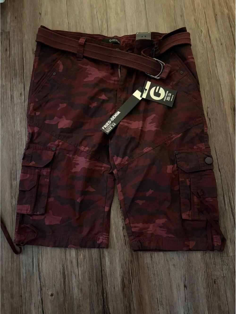 G Fried Denim Camo Cargo Shorts Men 34 Red Paratrooper